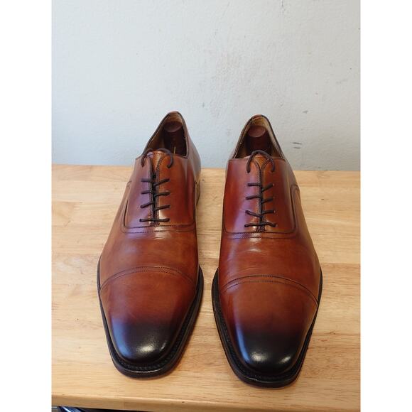 Magnanni Captoe Oxford Dress Shoes Cognac Brown Men’s Size 14M Made In Spain main image 10